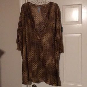 Brown and cream plus sized tunic